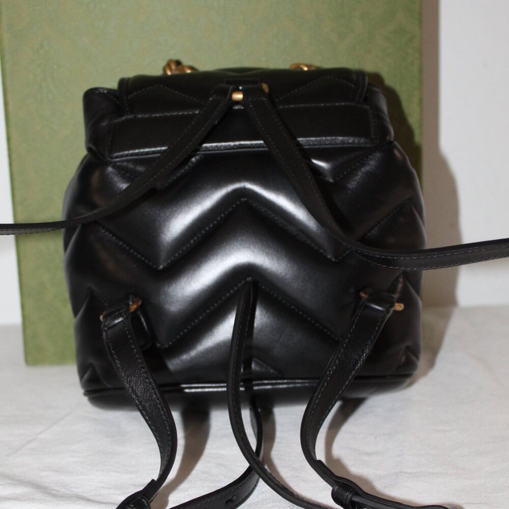 NWOT Gucci Chevron Leather GG Marmont Backpack Shoulder Bag Top Chain Handle - Picture 3 of 12